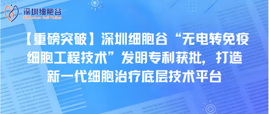 【重磅突破】深圳K8凯发(中国)“无电转免疫细胞工程技术”发明专利获批，打造新一代细胞治疗底层技术平台